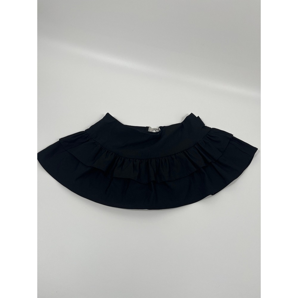 Y2K Womens Micro Mini Skirt S Black Ruffle Whimsigoth Dark Fairy Grunge - Picture 2 of 7